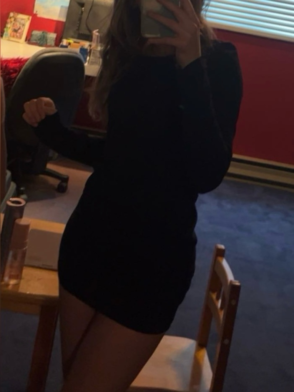 Black Long Sleeve Mini Dress